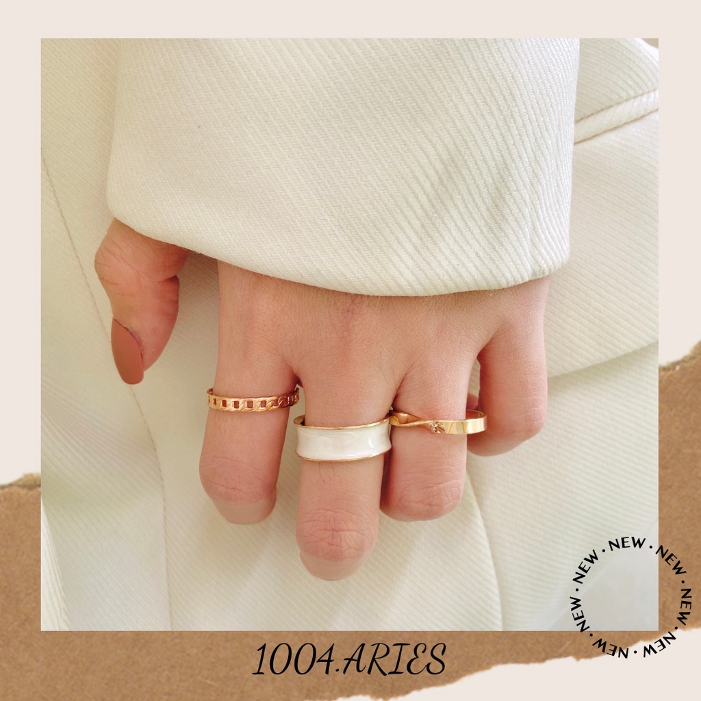 Set 3 nhẫn đeo tay kim loại thạch vàng phong cách Hàn Quốc- 1004.ARIES