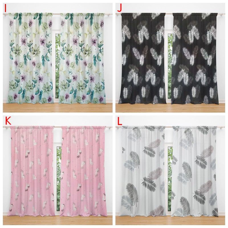 Feather Curtain Hook Type tấm màn Unicorn Design Curtain Soft Polyester bức màn treo Semi Blackout Window Curtain