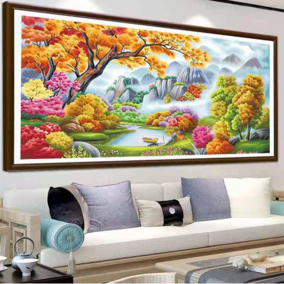 Tranh thêu phong cảnh DX1153 - cm , X1138 - cm EDB137 cm- tranh  chưa thêu