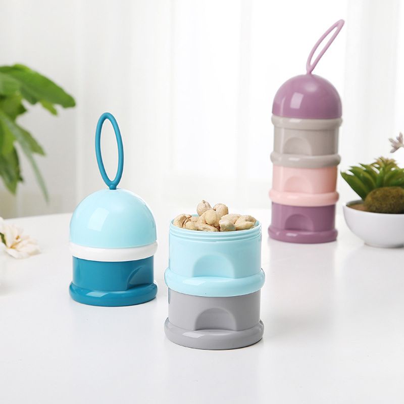 Hộp đựng sữa bột/thức ăn/thức ăn ba ngăn nhỏ gọn cho bé sơ sinh