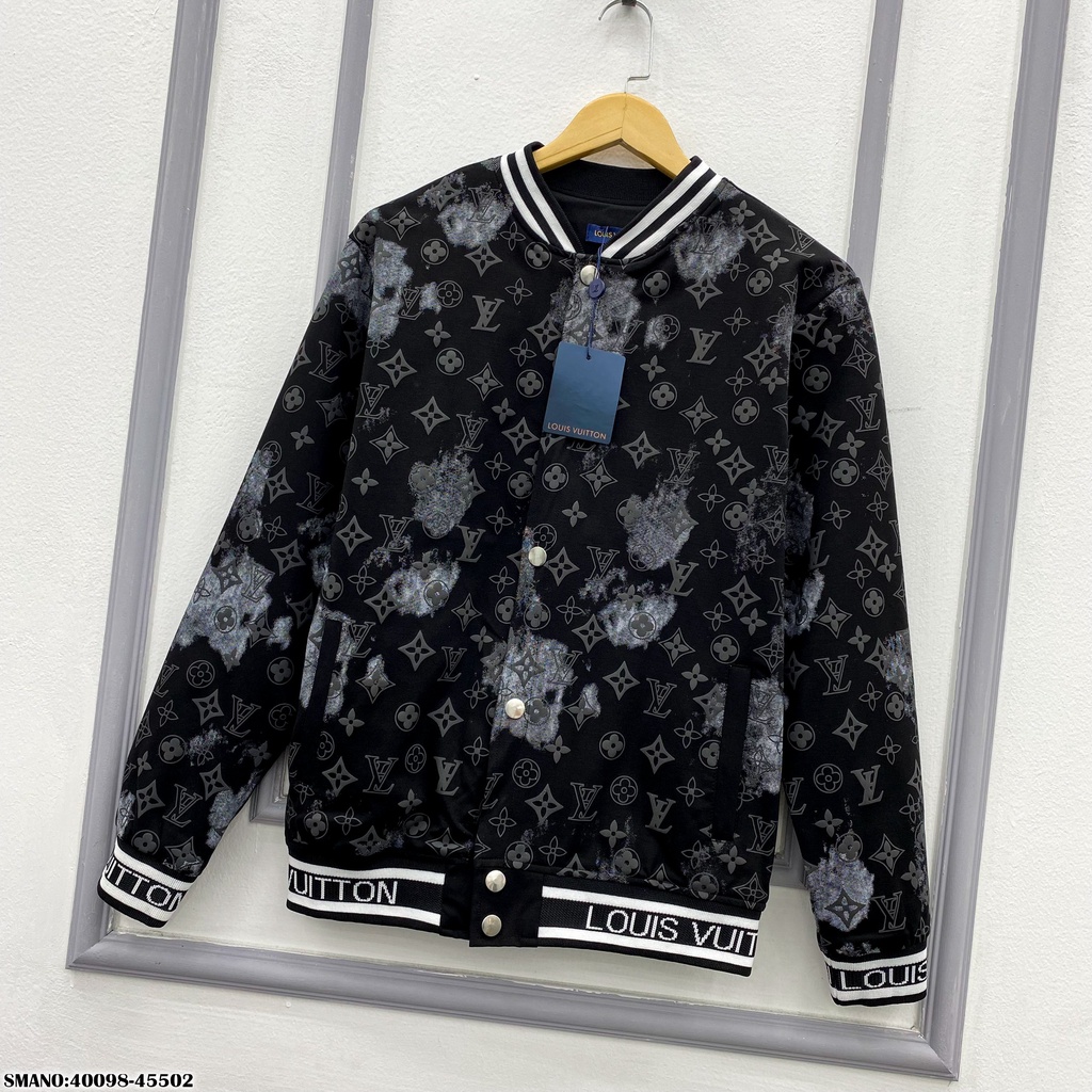 Áo Khoác Bomber Nam Lv Họa Tiết In Nổi Cực Chất . Áo Khoác Bomber Lv Chất Vải Dạ Cao Cấp Dành Cho Nam - MINH TÂY STORE