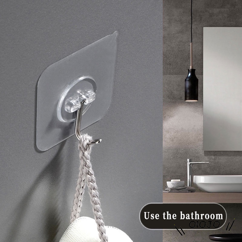 1 Bộ Móc Dán Tường Trong Suốt Hình Tròn Chịu Tải Nặng Chống Nước Cho Nhà Bếp / Phòng Tắm