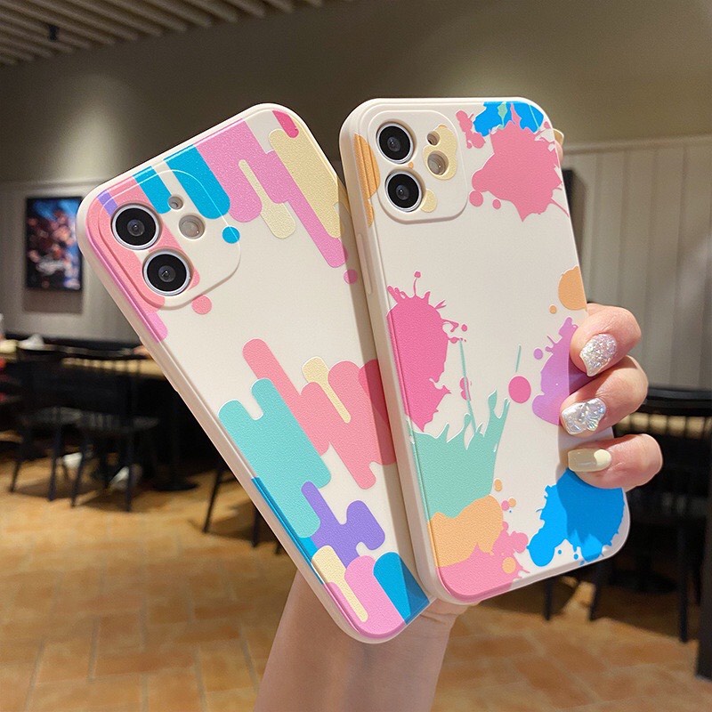 Ốp lưng iphone hình vảy sơn màu nước dẻo cạnh vuông bảo vệ camera cho ip 7plus/8plus/x/xs/xsmax/11/12/13/promax