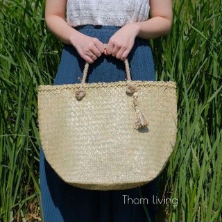 Giỏ cói - giỏ đi chợ cỏ bàng đáy vuông rộng - Size L