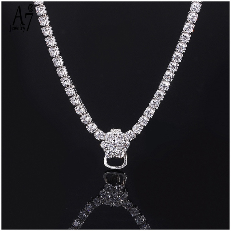 Vòng cổ Mạ Bạc 925 Mặt Vuông Đính Đá Ngọc Lục Bảo Toàn Diện Cho Nữ X4Y94