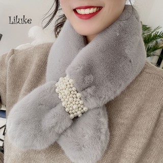 Khăn choàng cổ lông thỏ nhân tạo giữ ấm cho nữ kiểu dáng thời trang