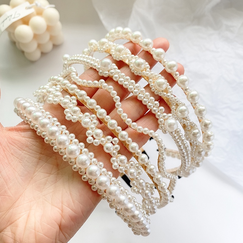 Băng Đô Cài Tóc Đính Ngọc Trai Thời Trang Phong Cách Hàn Quốc Cho Nữ