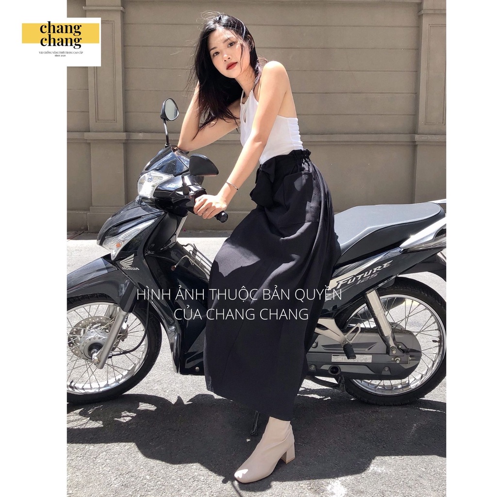 Váy Chống Nắng Thời Trang CHANG CHANG, Quây Che Nắng Vải Quần Tây Cao Cấp | Váy Đen Nơ