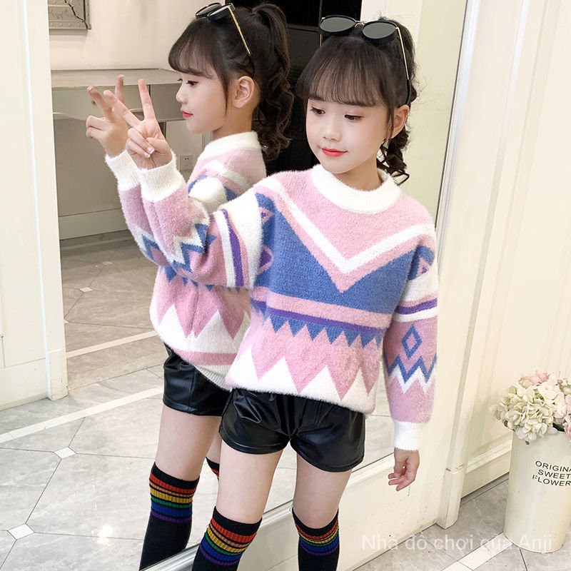 Girls Mink Sweaters Autumn And Winter New Knit Large Sweaters Kids Sweaters For Girls