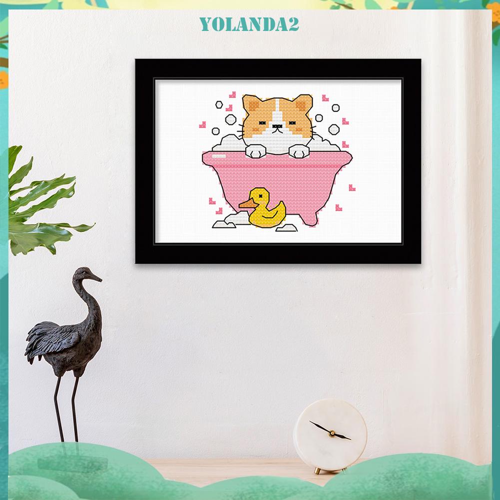 Tranh Thêu Chữ Thập Hình Chó Mèo 11ct 25x20cm
