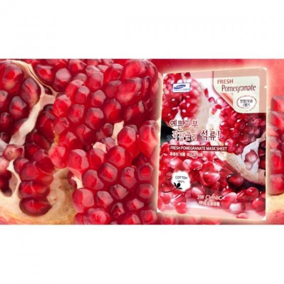 Combo 5 Mặt nạ dưỡng trắng da chống lão hóa chiết xuất lựu 3W Clinic Fresh Pomegranate Mask Sheet 23ml x 5