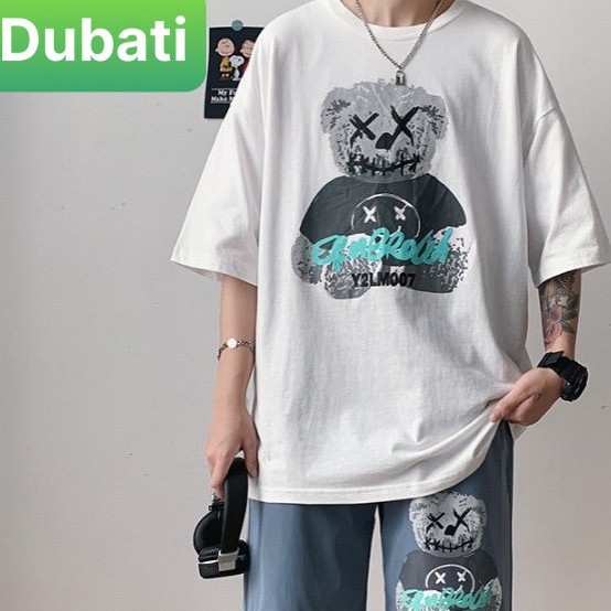 Bộ Thể Thao Nam Gấu Ma Cute, Set Đồ Bộ Nam Chất Thun Co Giãn, Năng Động Mùa Hè, 3 Màu Trẻ Trung- Dubati Fashion