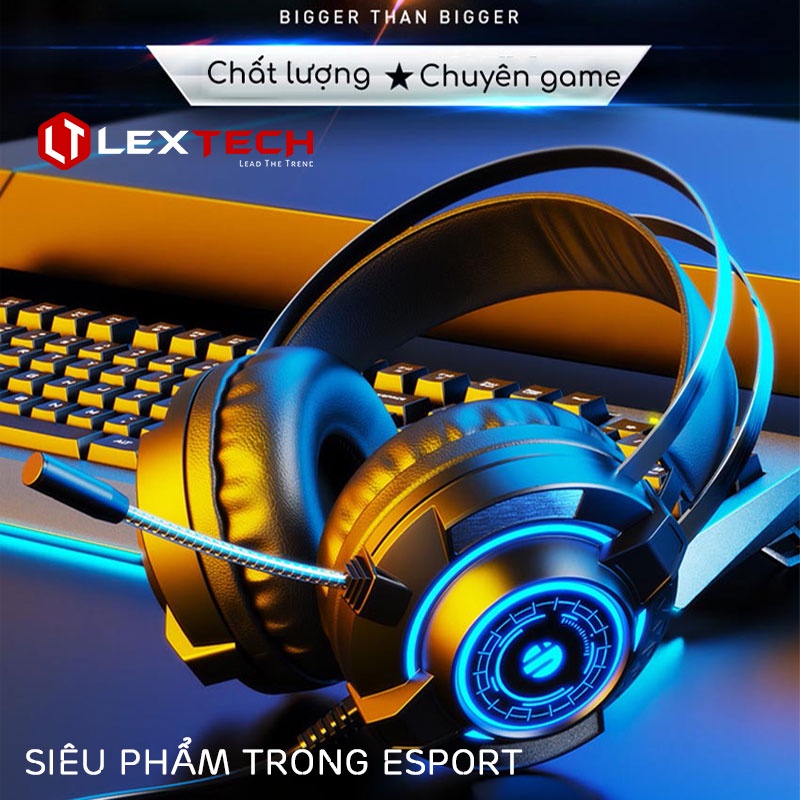 Tai nghe chụp tai headphone gaming LexTech Inphic có Mic chuyên game LED RGB tương thích PC Laptop Điện thoại TG2