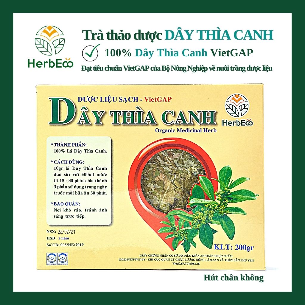 Trà Dây Thìa Canh HERBECO. Trà thảo mộc Dây Thìa Canh giảm tiểu đường, HbA1C, giảm cân