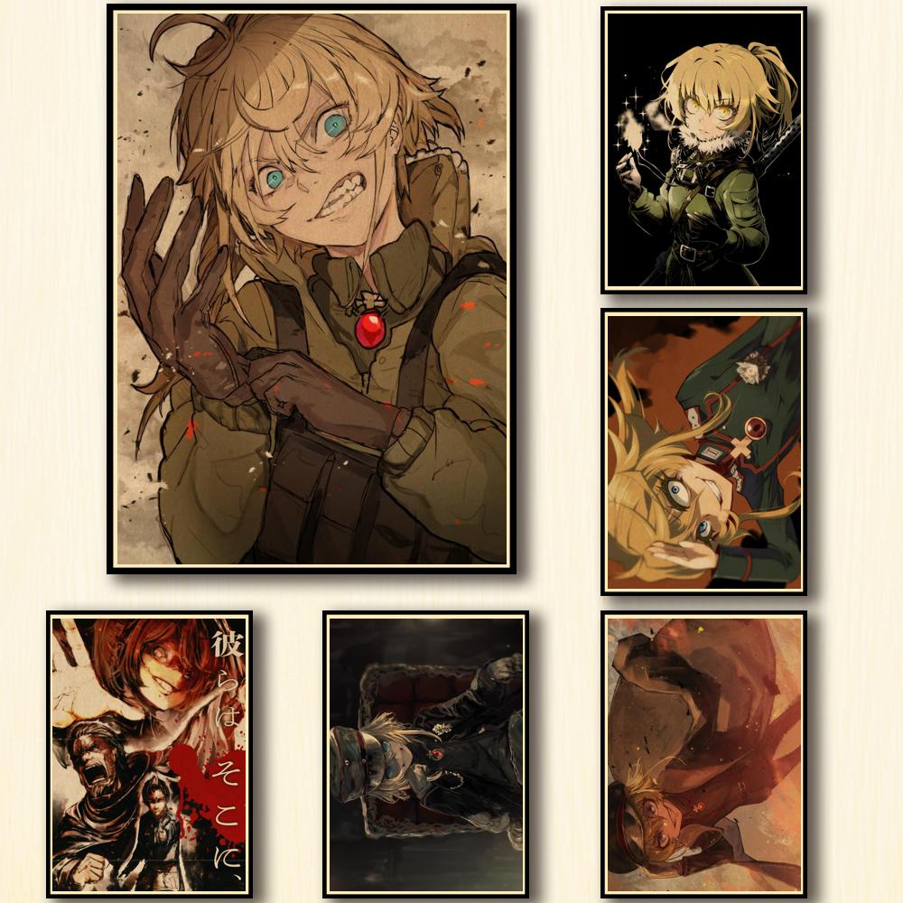 Set 50 Tấm Poster Phim Hoạt Hình Saga of Tanya The Evil Krafter Trang Trí Quán Cà Phê