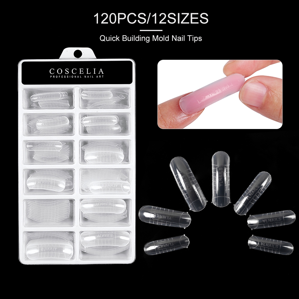 Set 50 / 120 Móng Tay Giả Trong Suốt Có Thước Đo