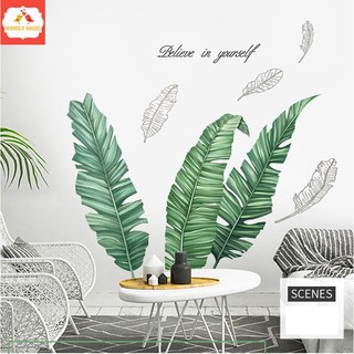 Giấy dán tường 3D mẫu decal đẹp giá rẻ phòng ngủ phòng khách - trang trí cho bé gái bé trai có keo sẵn - CÂY 3 LÁ