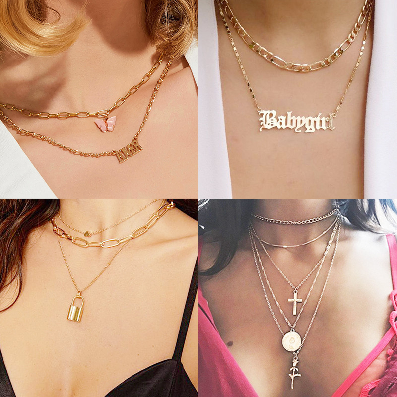 Vòng Cổ Choker Nhiều Lớp Mặt Hình Bướm Thời Trang Cho Nữ