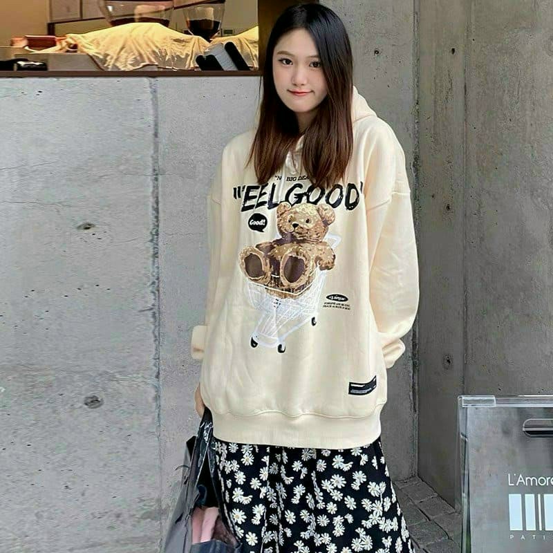 [Freeship] Áo hoodie unisex in gấu bông thời trang Miamo TP406