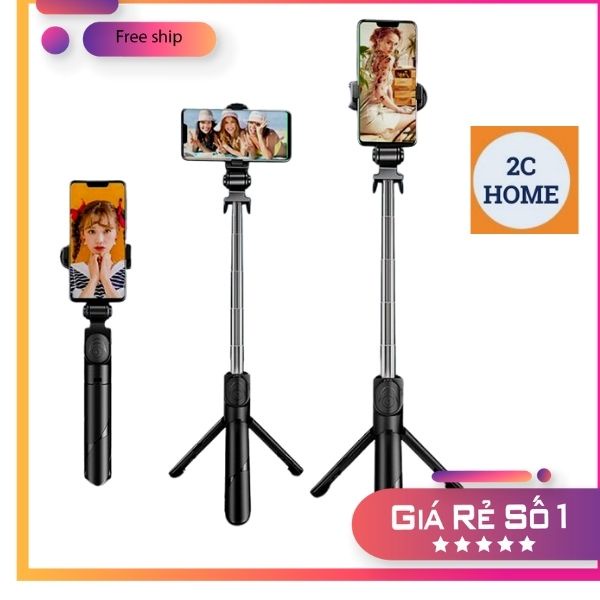 Gậy Chụp Ảnh Tự Sướng Tripod Livestream 3 chân có Điều Khiển Bluetooth đi kèm pin có sẵn