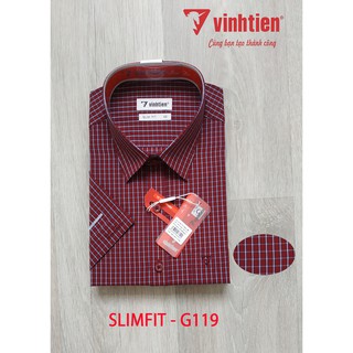 Áo Sơ Mi Nam Cotton Ngắn Tay Slimfit Vĩnh Tiến G119
