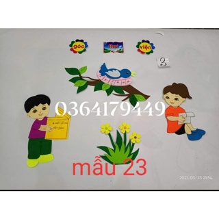 Tranh góc thư viện vải nỉ 2 lớp dài 50cm. rộng 30c