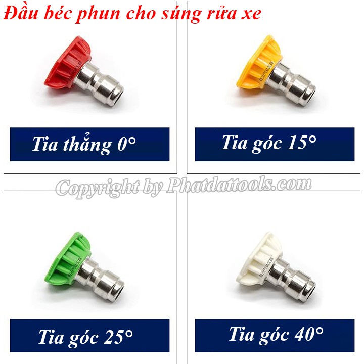 Béc xịt rửa chỉnh tia cao cấp-Mua lẻ theo độ rộng tia xịt 0-15-25-40 độ-Đầu nối 1/4