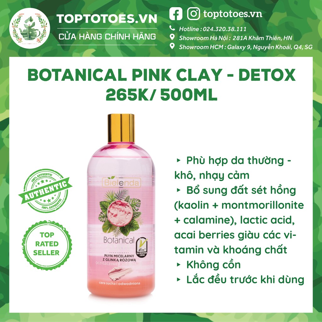 Nước tẩy trang Bielenda Botanical Clays/ Green Tea 500ml làm sạch sâu da | BigBuy360 - bigbuy360.vn