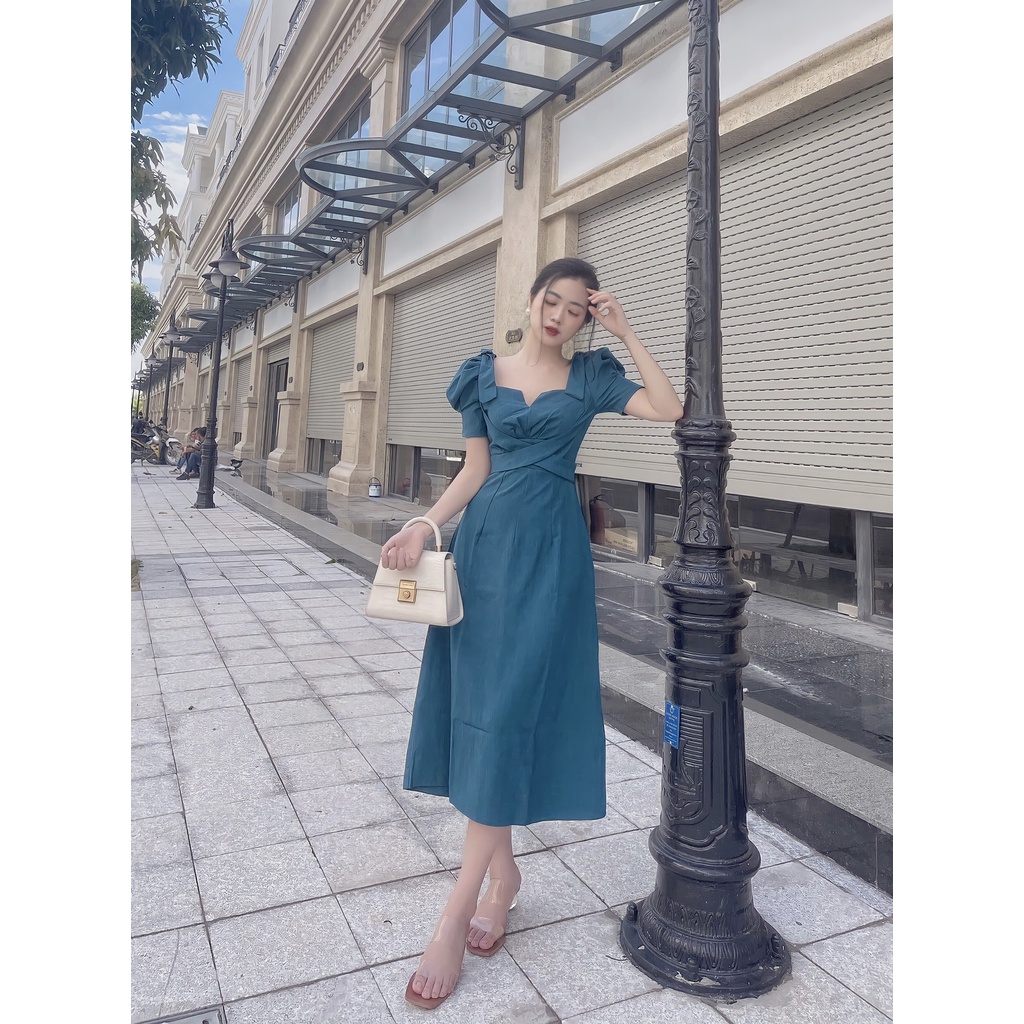 VÁY CỔ VUÔNG TAY BỒNG DÁNG XOÈ | BigBuy360 - bigbuy360.vn