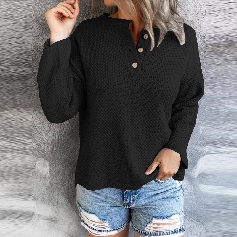 Áo ZANZEA tay dài cổ tròn màu trơn cho nữ