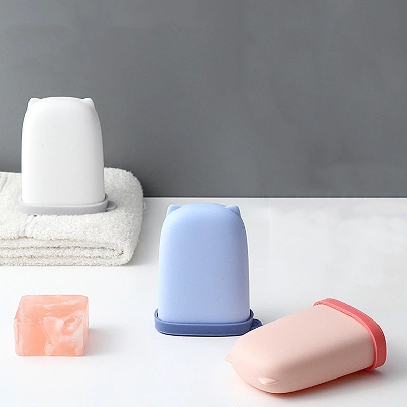 1 Hộp Đựng Xà Phòng Bằng Silicon Dày Dặn Hình Hoạt Hình Đa Năng