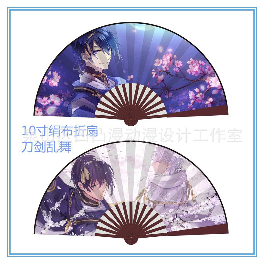 [Voucher &amp; Dịch vụ]  Quạt Gấp Vải Lụa Họa Tiết Anime, Quạt Gấp Cầm Tay 10 Inch Phong Cách Mới