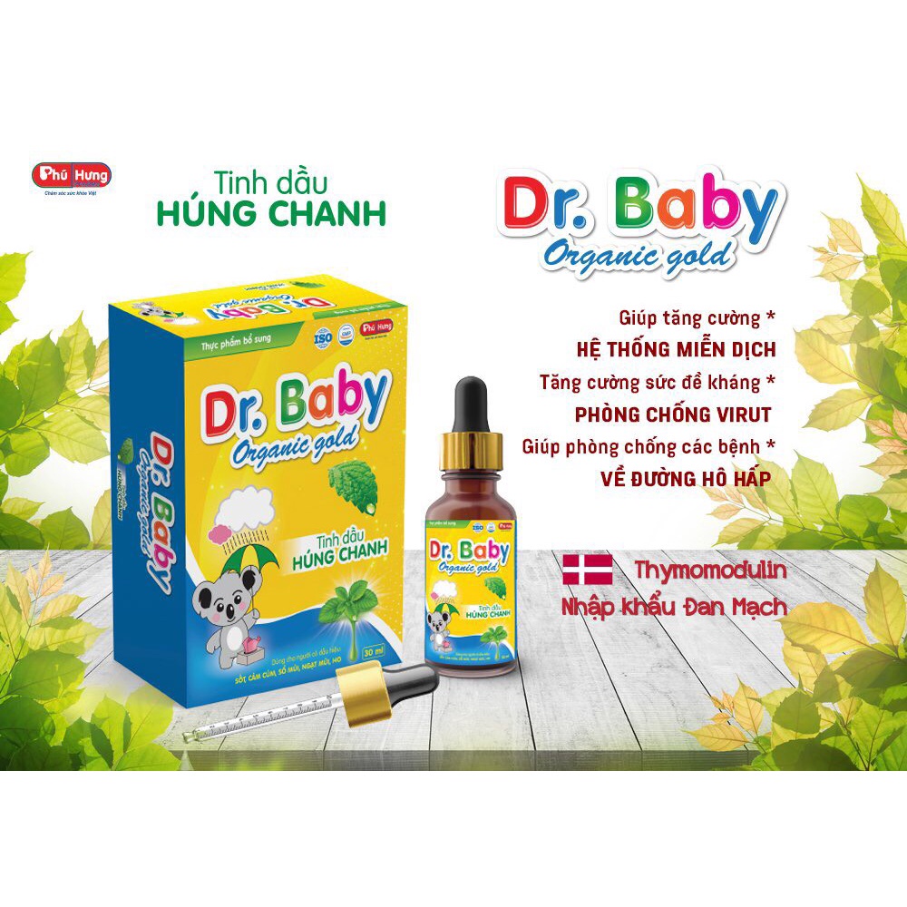 Tinh dầu húng chanh DR. BABY 30ml - Giảm ho đờm, tăng sức đề kháng cho bé dùng được cho trẻ sơ sinh dưới 6 tháng