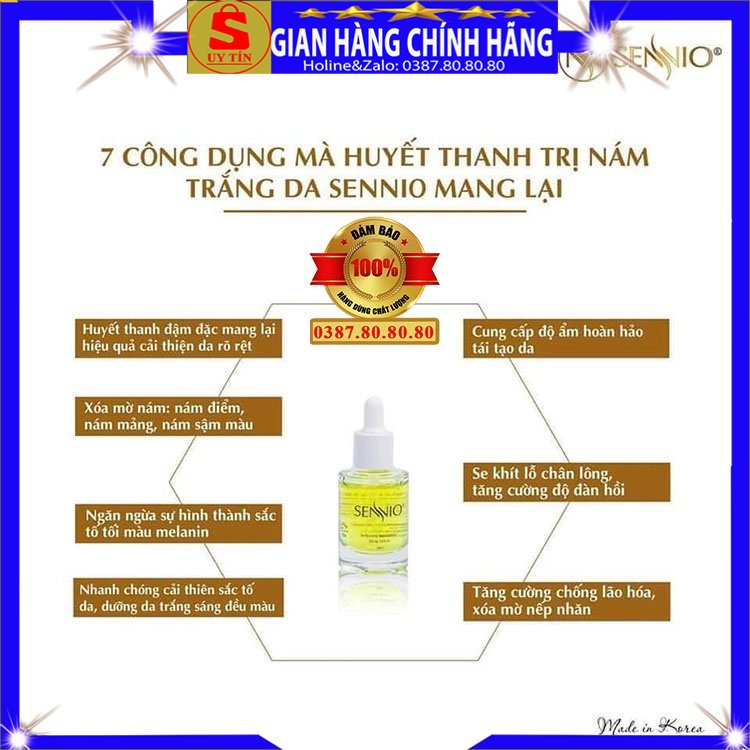Serum huyết thanh xóa thâm nám tàn nhang đồi mồi dưỡng trắng da chính hãng Sennio hàn quốc cho nám chân sâu mảng đốm kem