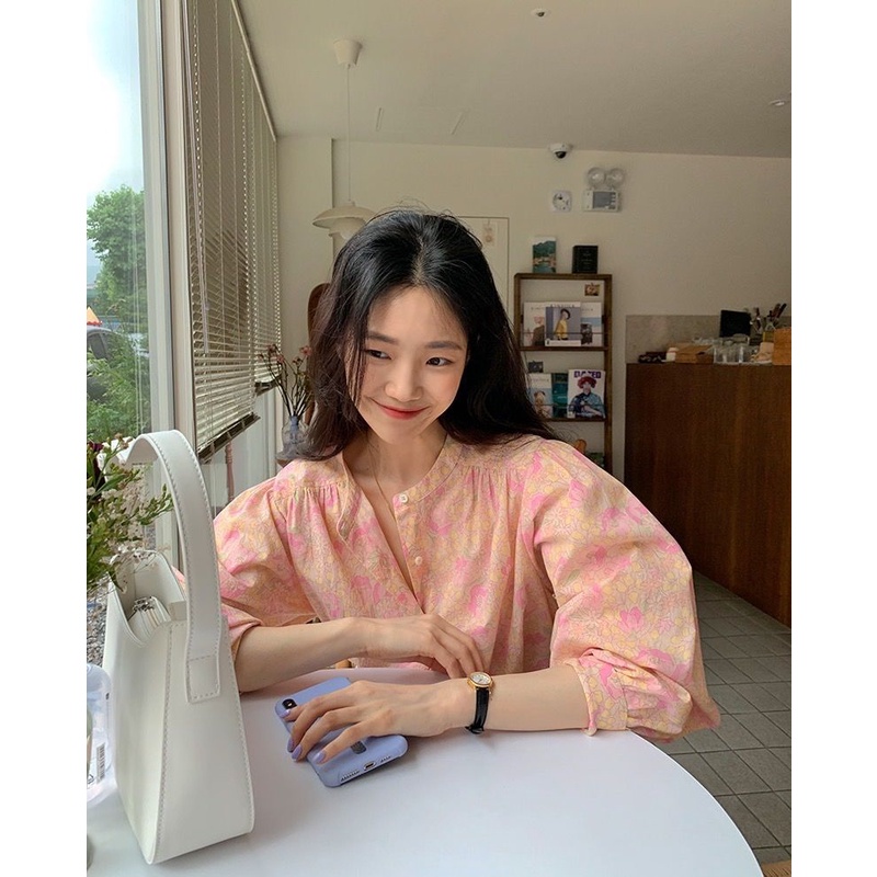 Áo Sơ Mi Tay Dài Cổ Đứng Dáng Rộng Thiết Kế Linh Hoạt Thanh Lịch Hợp Thời Trang Mùa Xuân