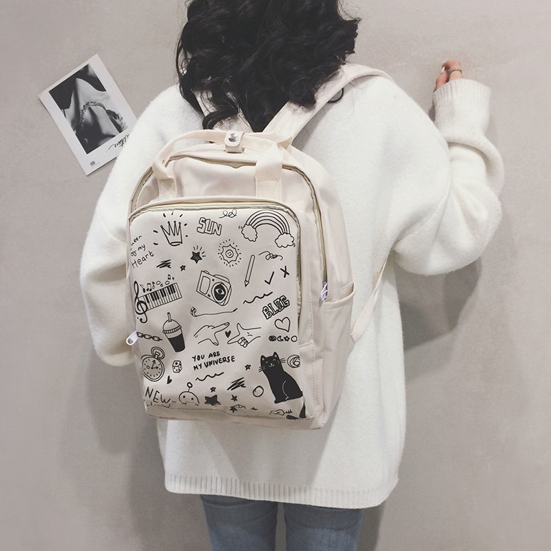 Balo Đi Học In Họa Tiết Graffiti Phong Cách Harajuku Cho Nữ Sinh