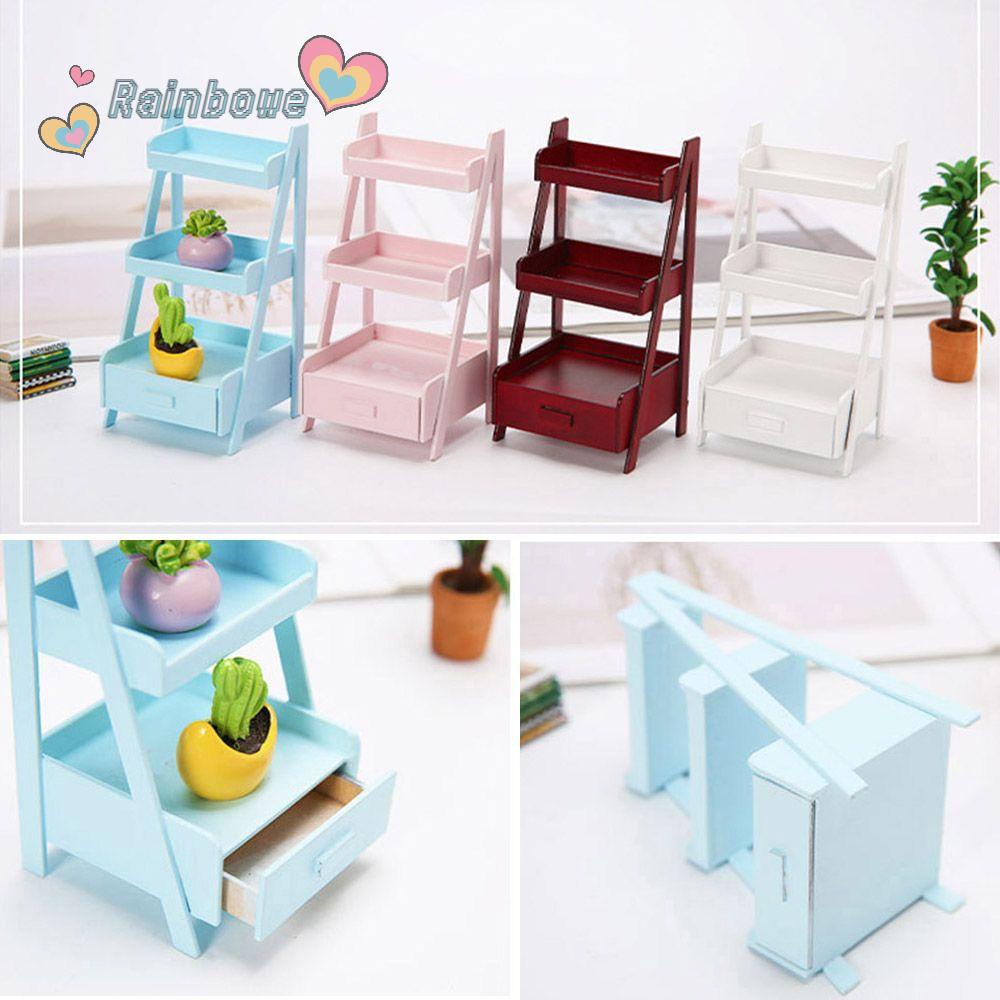Mô Hình Giá Đỡ Chậu Hoa/Cây Cảnh/Đạo Cụ Chụp Ảnh Mini Bằng Gỗ Nhân Tạo Màu Cầu Vồng Tỷ Lệ 1:12 Dùng Trang Trí Nhà Búp Bê