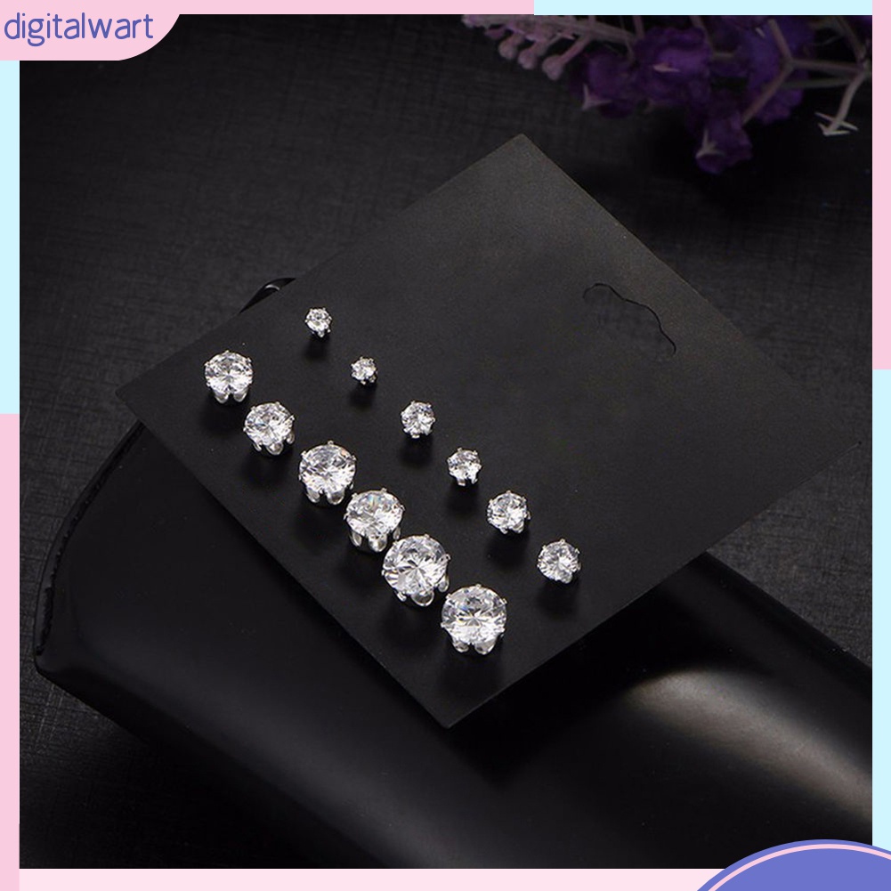 Set 6 Đôi Bông Tai Đính Đá Thời Trang Cho Nữ