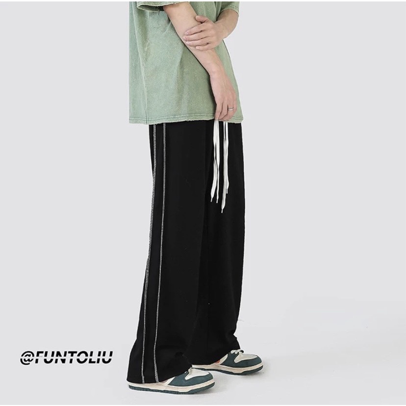 Quần ống rộng chất umi 2 sọc bé - Quần Thể Thao Unisex dáng suông nam nữ siêu hot