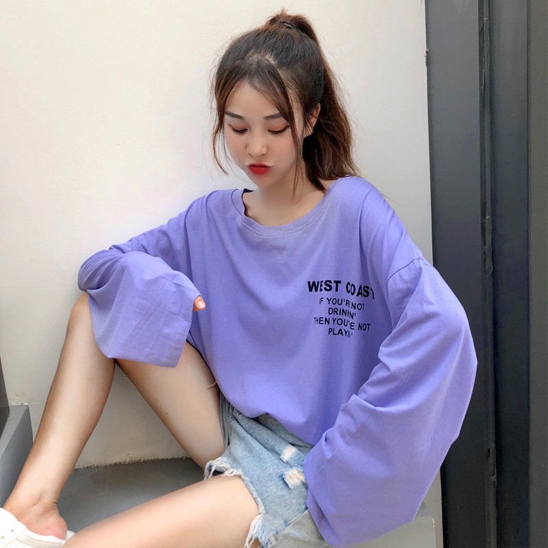 Áo phông, áo thun nam nữ form rộng tay dài Unisex WEST COST Từ 50-70kg