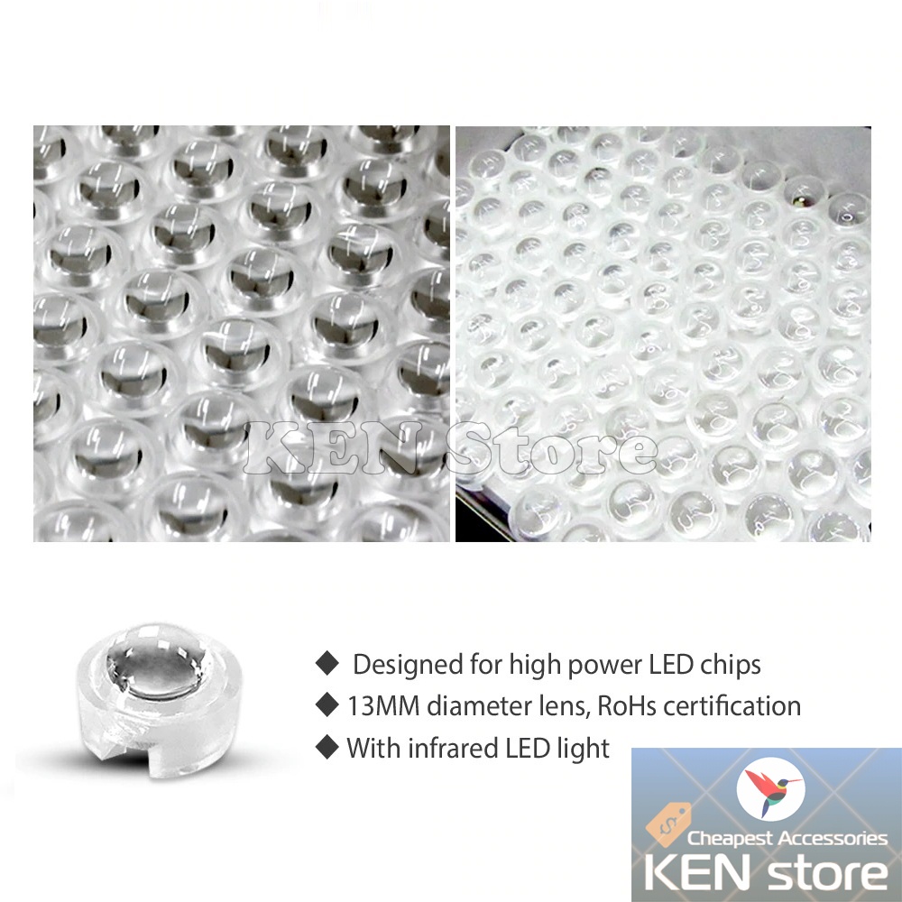 Bộ 5 chóa đèn, thấu kính 13mm cho chip led luxeon 1W 3W 5W