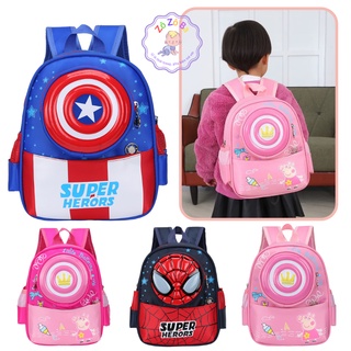 Balo cho bé trai bé gái đi học mầm non mẫu giáo họa tiết siêu nhân người nhện caption peppa Zô Zô Ba
