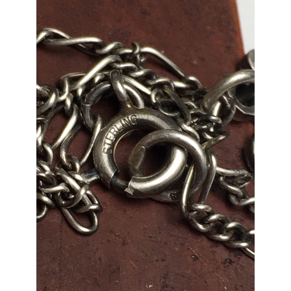 Lắc tay vintage bằng bạc hình gấu 18.5cm khắc logo