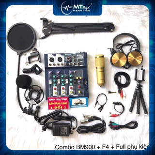 MT MAX [XẢ KHO] Bộ combo BM900 + Mixer F4 yamaha, thu âm, hát karaoke, livetream tiktok, fb, bigo - âm thanh truyền cảm