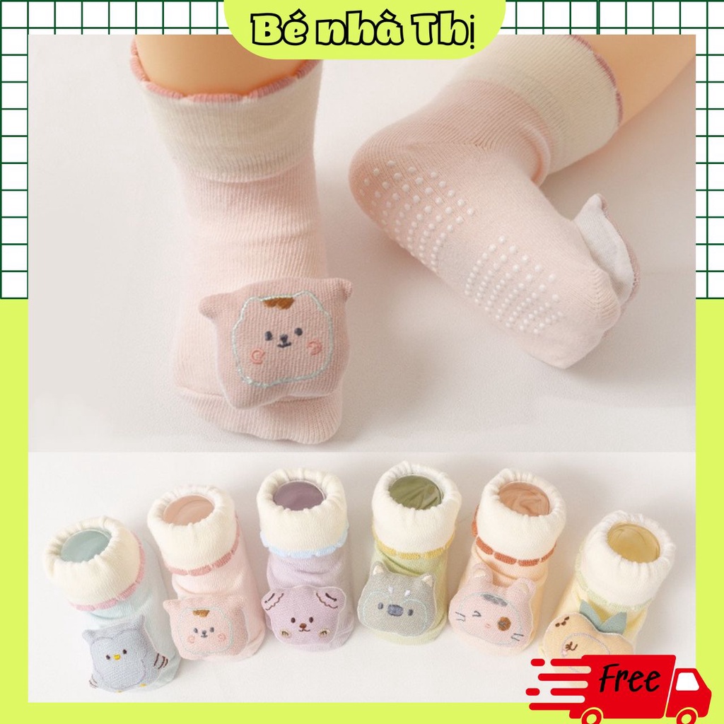 Tất hình thú chống trượt cho bé, Vớ hình thú 3D trẻ em (set 2 đôi có hộp)