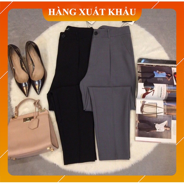 Quần tây công sở nữ kiểu mới [HÀNG VNXK] Quần âu công sở khóa thật vải tuyết mưa 2 loại ống bằng