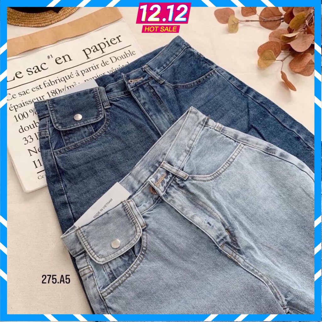 MQ Fashion - Quần baggy Nữ phối hàng nút tinh tế, form ống rộng, wash đen trơn, PC năng động - Hot trend 2021 | BigBuy360 - bigbuy360.vn