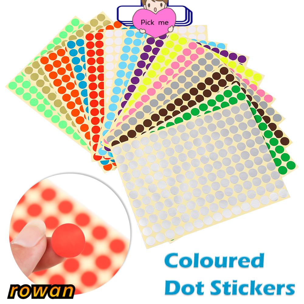 ROW /15 Sheets Craft Package Label Paper Tag Coloured Dot Stickers Circles Party Decoration Office School Supplies DIY Adhesive Stationery Sticker/Multicolor