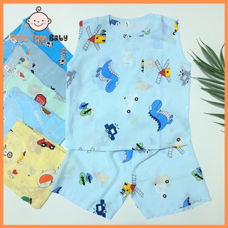 COMBO 3 bộ quần áo bé trai BA LỖ mùa hè, vải Tole lanh mềm, mịn, mát - đồ bộ bé trai mùa hè
