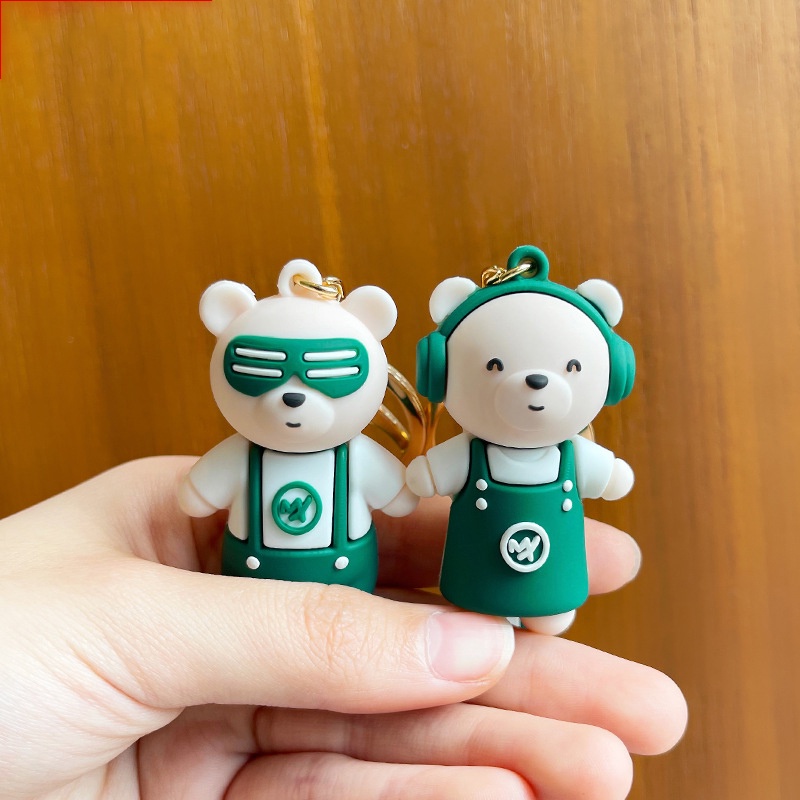 Móc khóa Gấu Ăn chơi cặp đôi Lalunavn treo balo túi ví xe máy ô tô xinh đẹp cute - A74